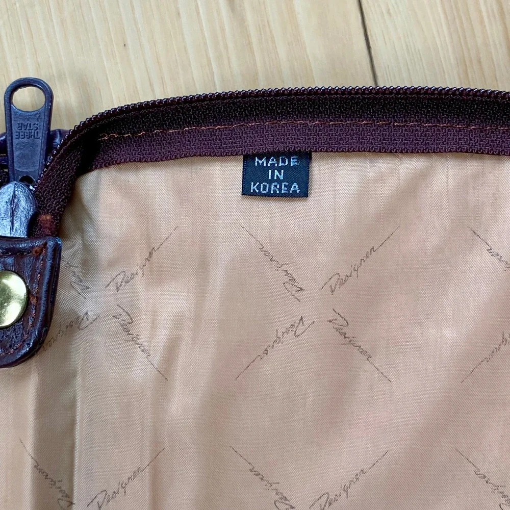 Vintage Jameslee Luxury Burgundy Leather Patchwork Tie Travel Case Made in Korea
